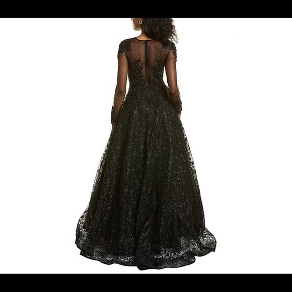 MAC DUGGAL A-Line 3/4 Sleeve Black Prom Dress - Picture 4 of 16